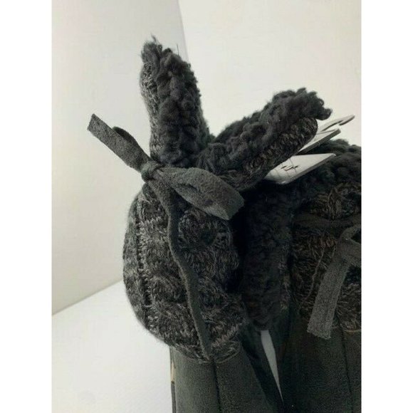 Womens Black MUK LUKS Cable Knit Faux Shearling Fold Over Boots Size 10 - Picture 5 of 6